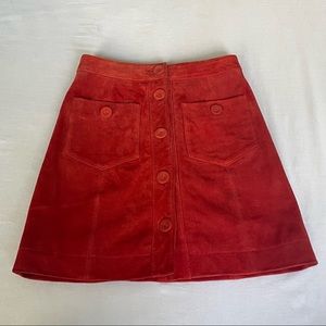 TOPSHOP orange suede skirt XS